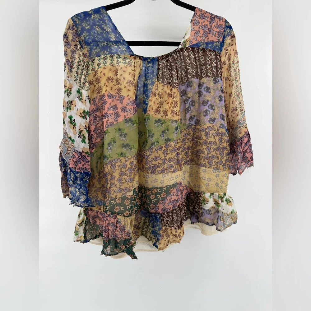 Anthropologie Floreat Multicolor Patchwork Blouse - Picture 5 of 9